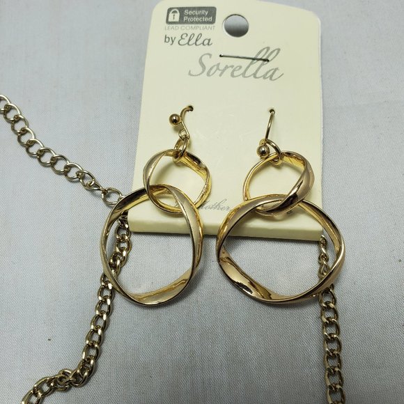 Sorella vintage gold tone link necklace and earring set - Picture 4 of 4